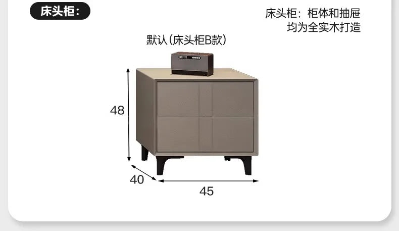 Minimalist Leather Storage Double Bed Modern Frame — Dove Gray | KIMLUD