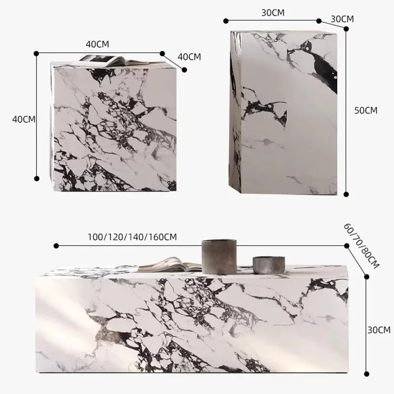 Marble Side Table Minimalist Modern — White | KIMLUD