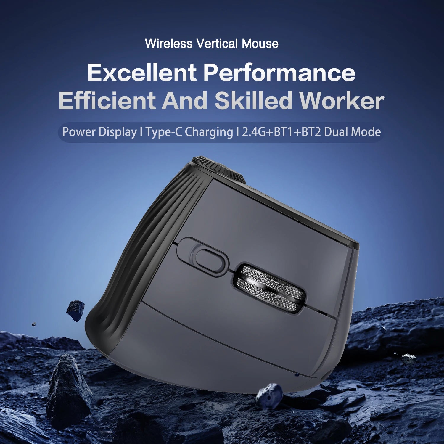 JOMAA Backlit Bluetooth Wireless Vertical Mouse With OLED Screen Rechargeable USB Wired Gaming Mouse 24000DPI Speed Roller