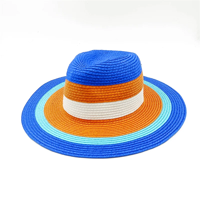 Rainbow Hat Women's Colorful Big Eave Straw Hat Summer Sunscreen Sunshade Hat Tourism Sun Hat Beach Hat Wholesale - KIMLUD
