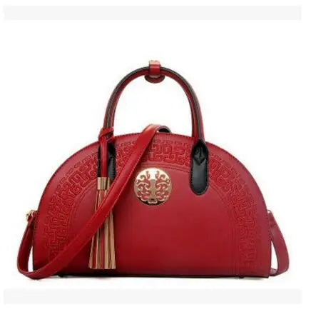 PU Floral Embroidered Shoulder Bag — Black | KIMLUD