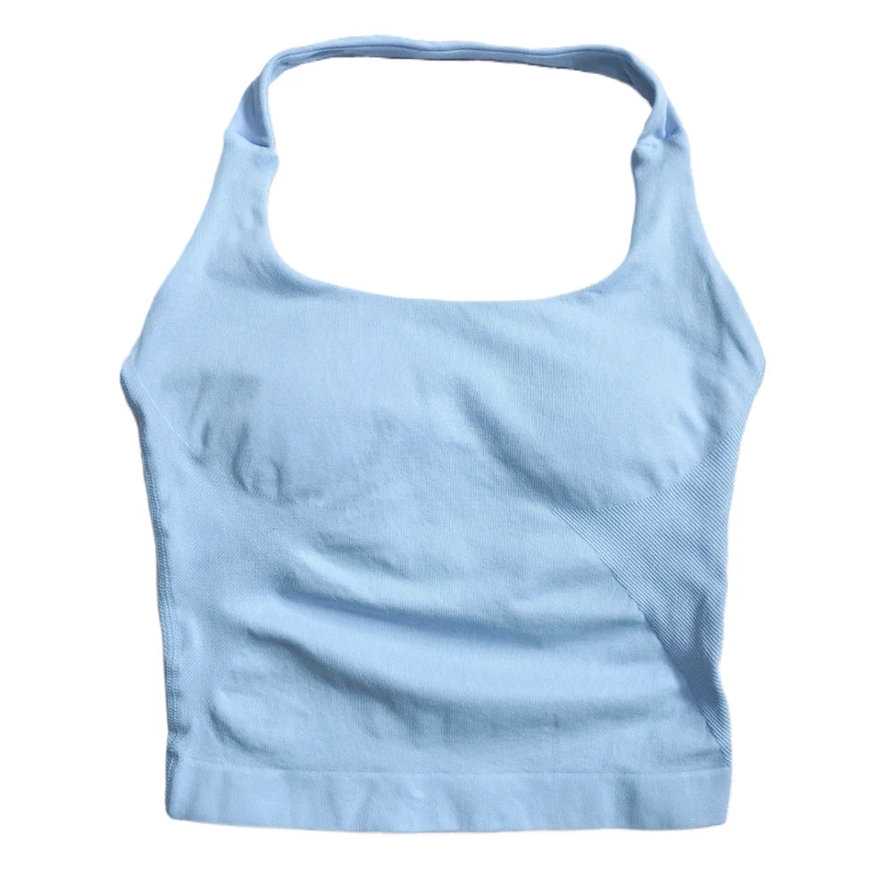 Padded Sports Bra – Backless Strappy – Halter | KIMLUD