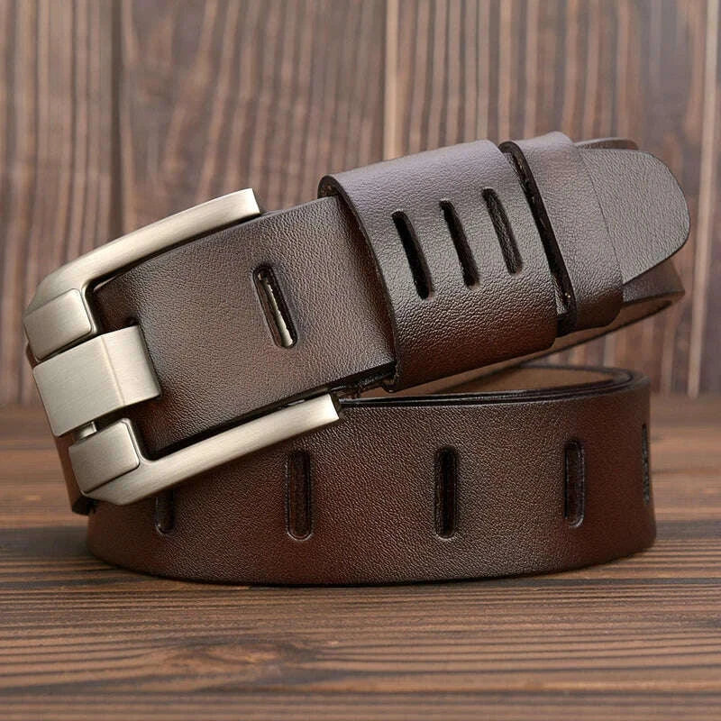 KIMLUD, 3.8CM Male Belt Men Strap High Quality Genuine Leather Luxury Designer Pin Buckle Casual Cowboy Belts Business Ceinture Homme, KIMLUD Womens Clothes