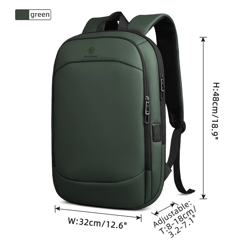 HK Business Backpack for Men 17 Inch Laptop Backpack with USB Port Slim Expandable Waterproof Travel Bag Large Work Computer Bag