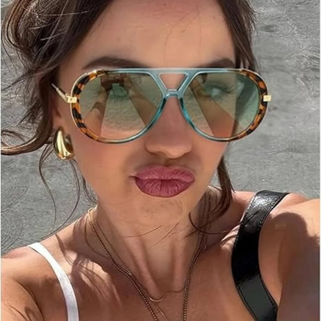 Oversized Pilot Sunglasses–Stainless Steel Frame–Glass Lenses | KIMLUD
