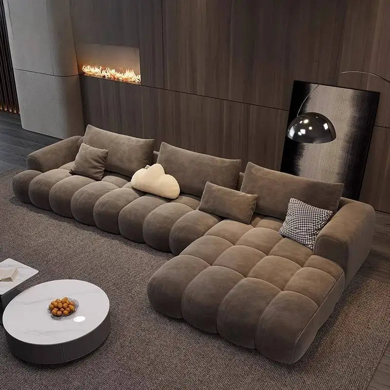 Nordic Minimalist Cushioned Sofa — Rich Chocolate Brown | KIMLUD