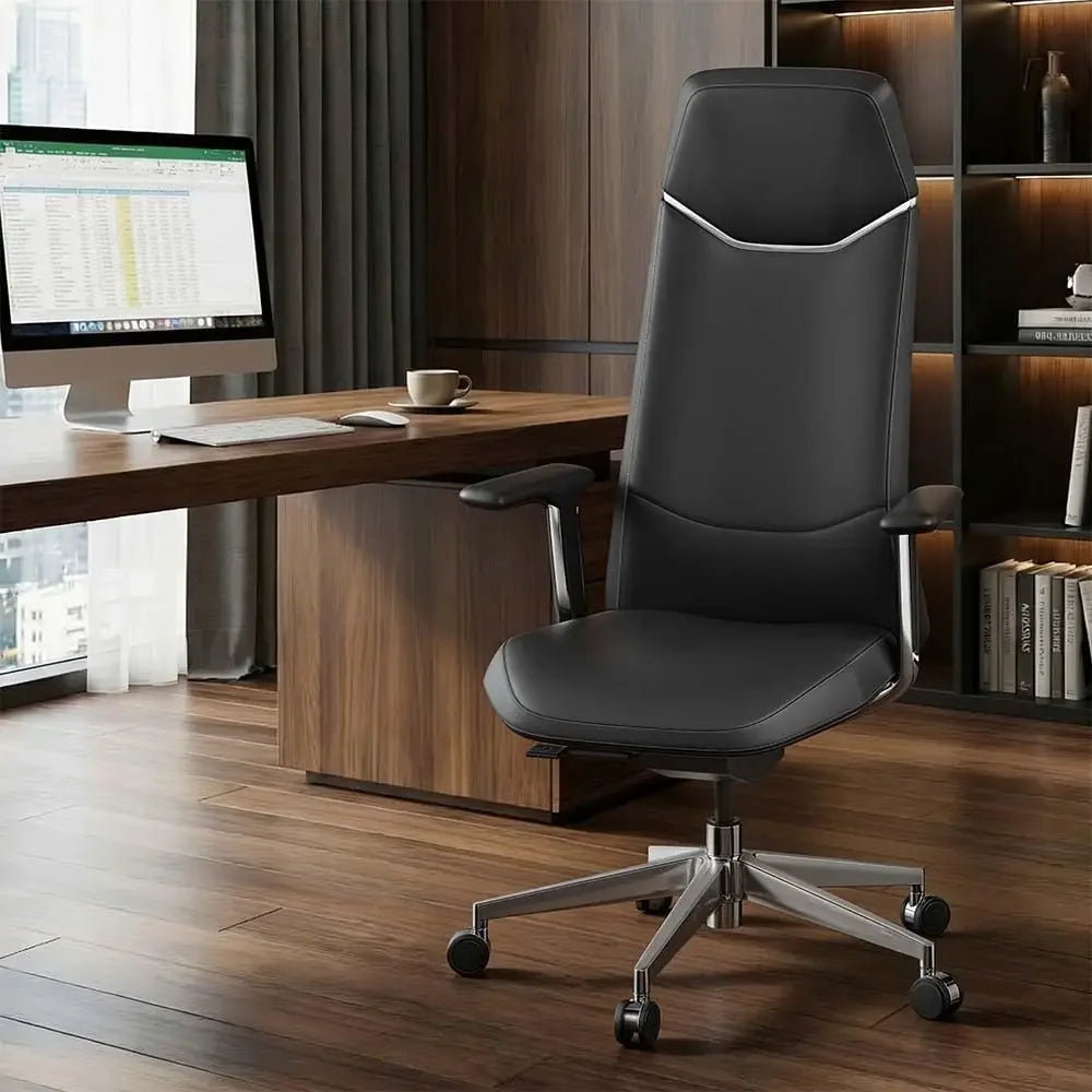 Leather Ergonomic Executive Office Chair — Tan | KIMLUD