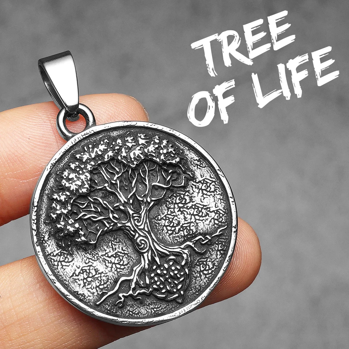 Retro Tree of Life Carving Men Necklaces Pendant Stainless Steel Jewelry For Male Women Punk Hip Hop Accessories Gifts Wholesale