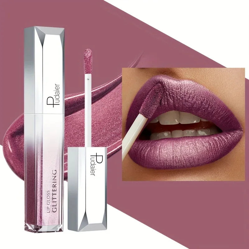Metallic Lip Gloss Set Waterproof Long-Lasting — Mauve Rose | KIMLUD