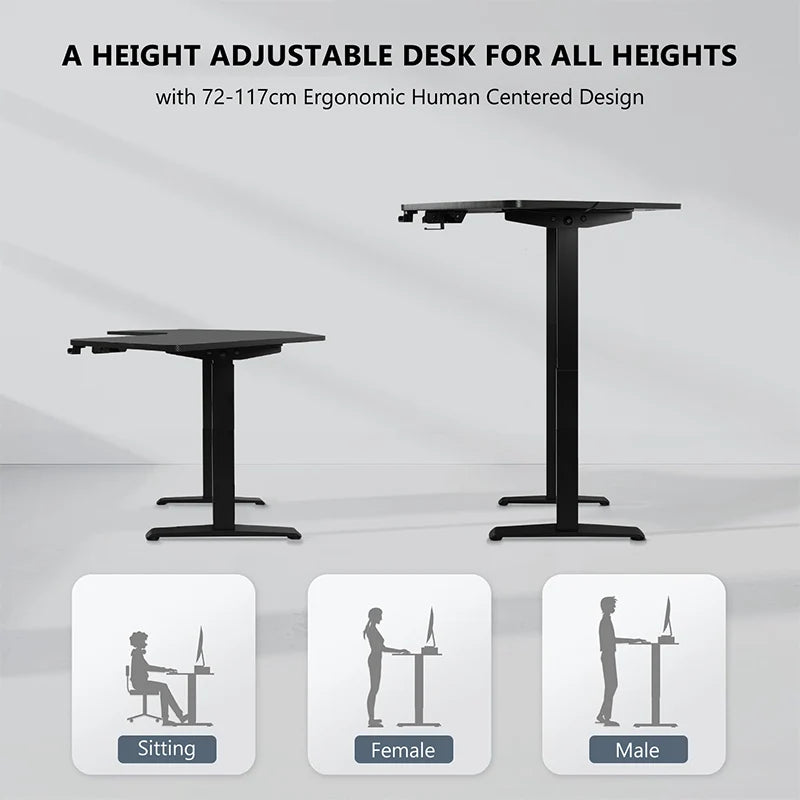 L-Shaped Desk Electric Height-Adjustable — Charcoal Matte | KIMLUD