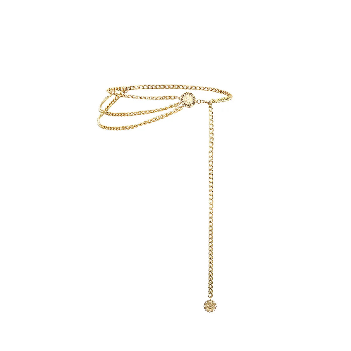 Gold-Tone Chain Belt Multilayer Tassel Rhinestones — Gold | KIMLUD