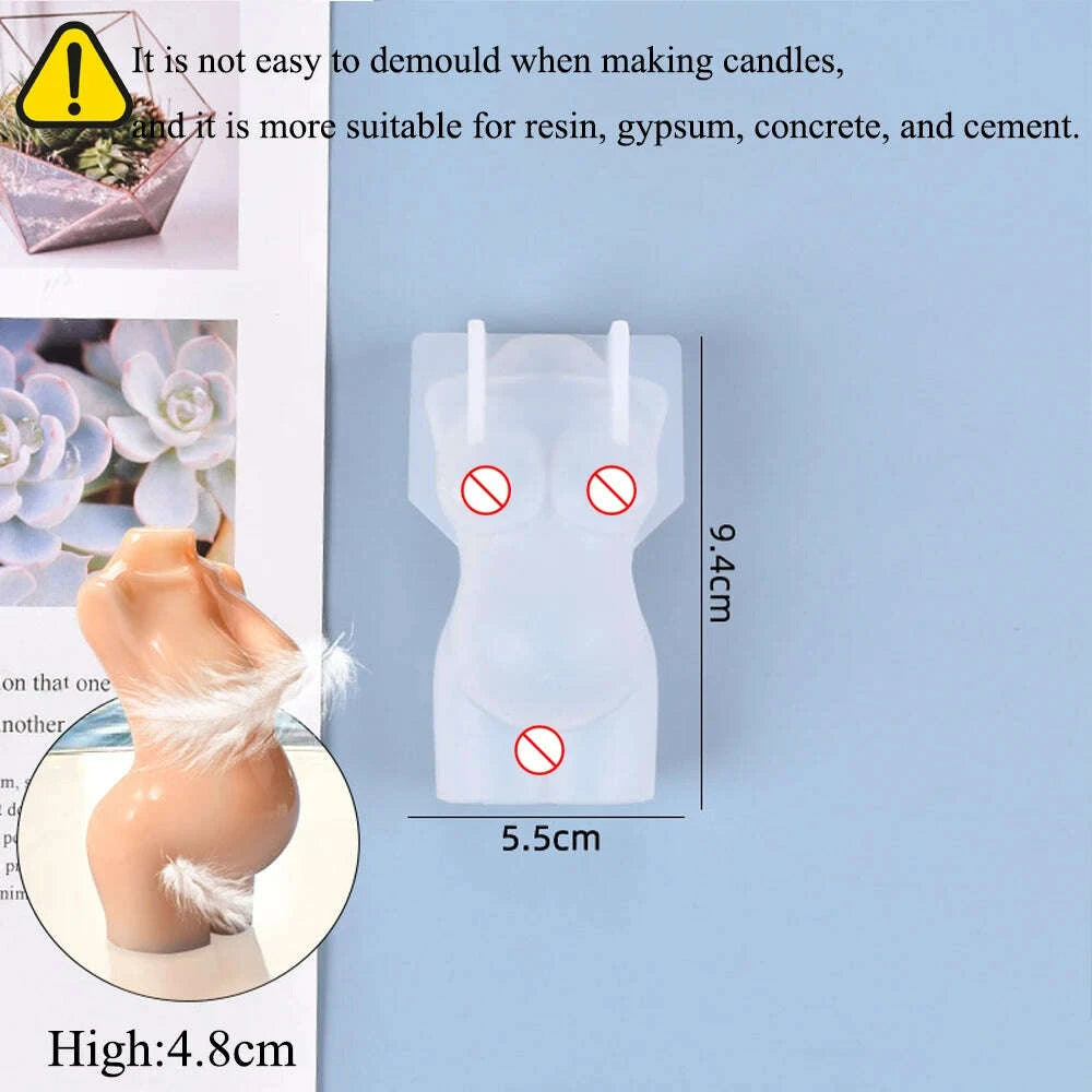KIMLUD, 3D Body Silicone Candle Mold DIY Creative Men Women Human Plaster Epoxy Resin Aromath Soap Molds Art Craft Home Decoration, KIMLUD Womens Clothes