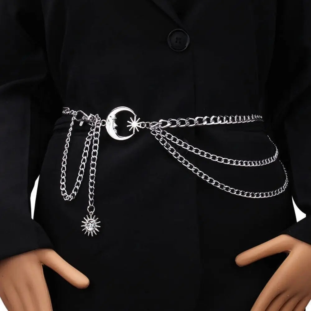 Metal Waist Chain Belt Punk Hip Hop Style — Gold | KIMLUD