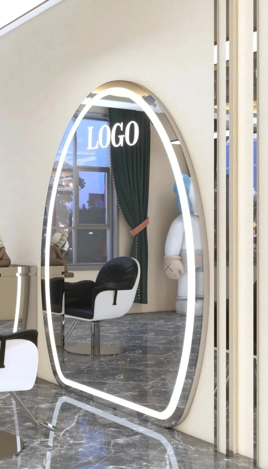 AY7Hairdresser mirror, special hairdresser mirror table double-sided floor mirror with lamp, light luxury high-end