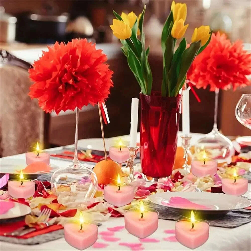KIMLUD, 9pcs Heart-Shaped Scented Tea Candles Set Wedding Supplies Romantic Decor Creative Love Candle Marriage Proposals Birthday Gift, KIMLUD Womens Clothes