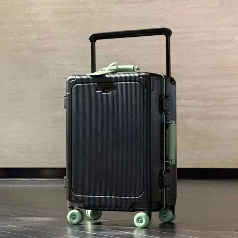 front-opening-pocket-rolling-luggage-aluminum-frame-wide-handle-trolley-suitcase-with-colorful-silent-wheels-usb-charging-plugkimlud-womens-fashion-34614832