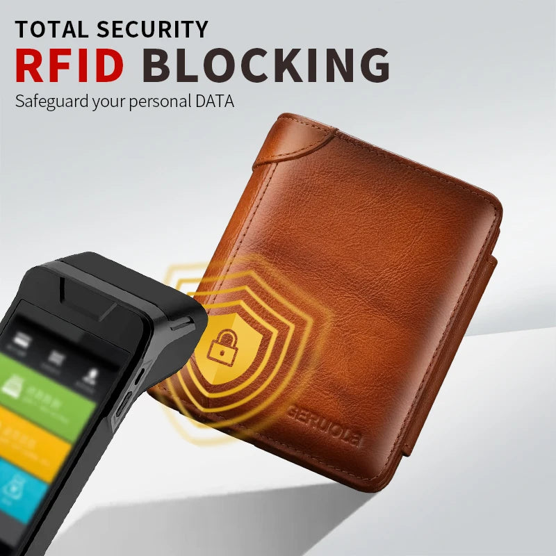 Men's Wallet – Compact RFID Protection – Genuine Leather Cowhide | KIMLUD