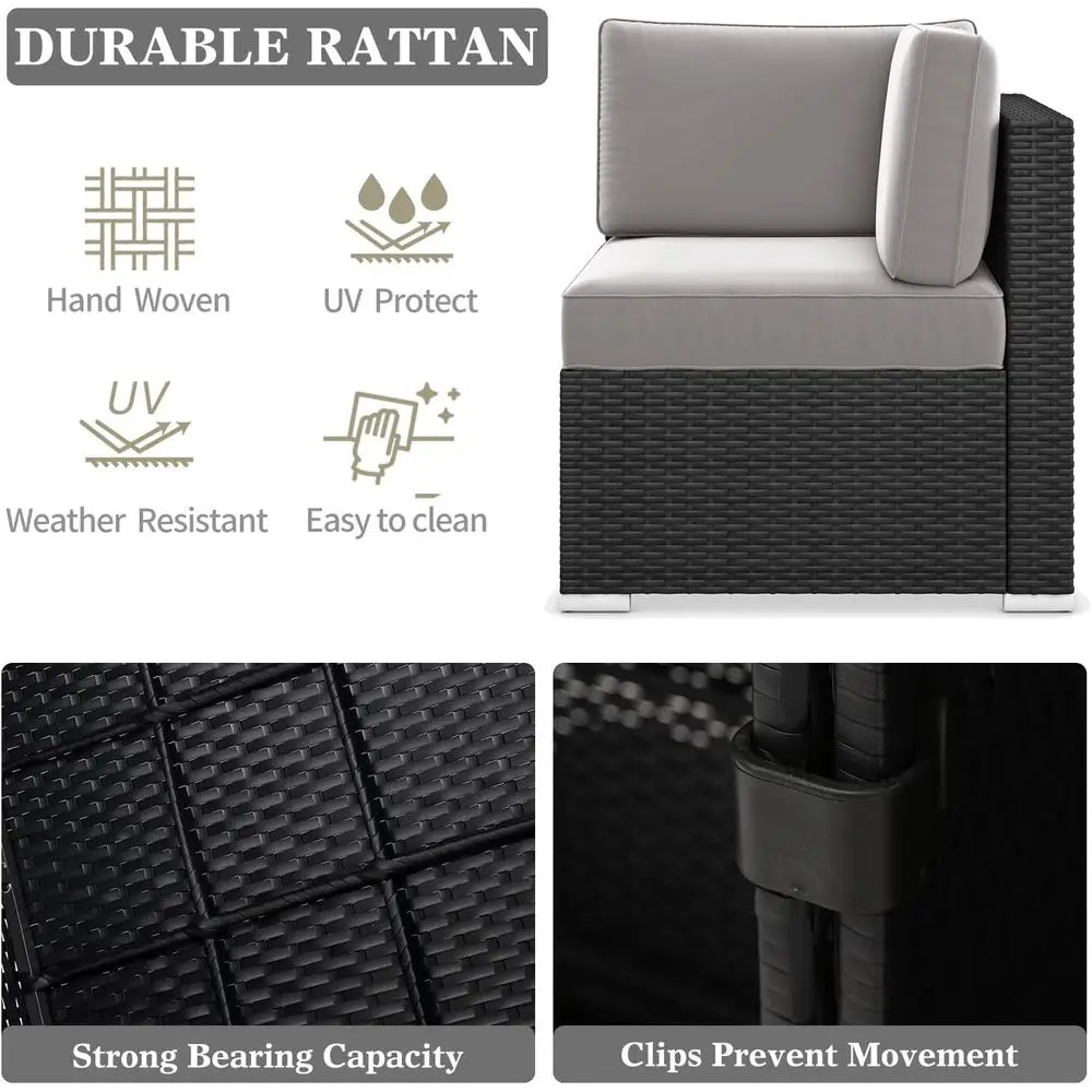 Rattan Wicker Outdoor Set With Fire Pit Table — Graphite | KIMLUD