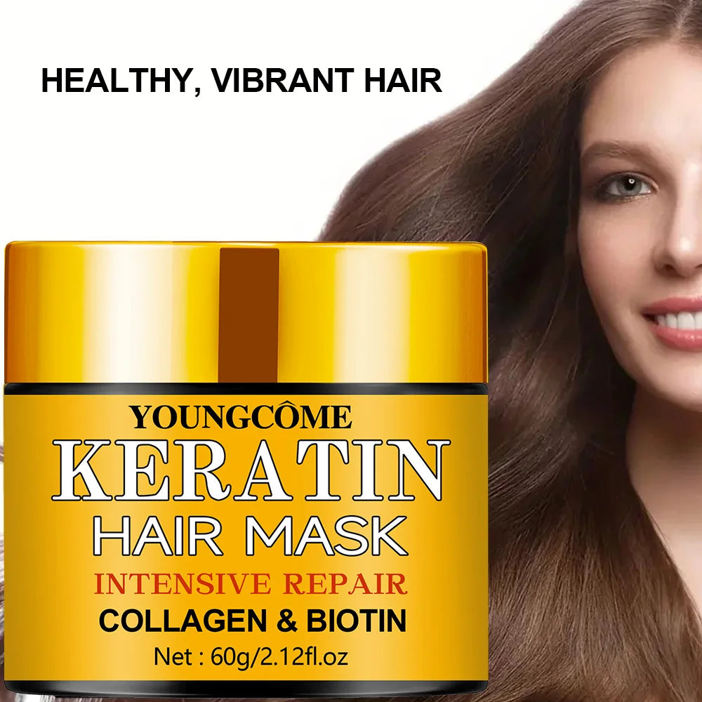 Keratin Hair Mask Biotin Collagen Nourishing Treatment — Gold | KIMLUD