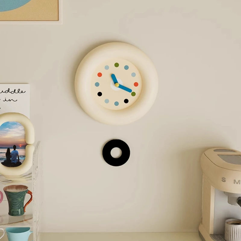 Antique European Wall Clock Cartoon Art, Sculptural Light Luxury Decor — Ivory | KIMLUD