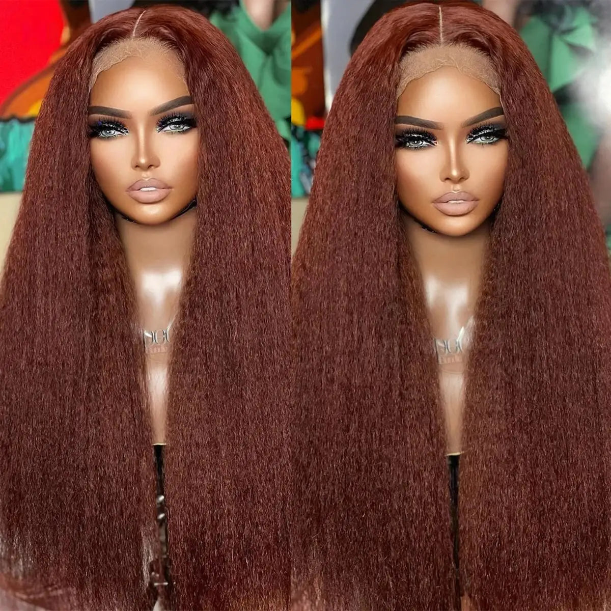 Lace Front Wig – Kinky Straight – Swiss Lace – Reddish Brown | KIMLUD