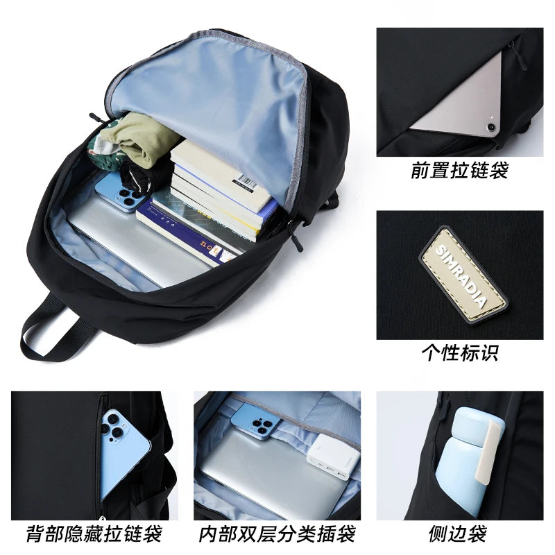 Ultra minimalist Lightweight Laptop Backpack Men Women Casual Waterproof Outdoor Travel Sport Rucksack Youth Teenage School Bag