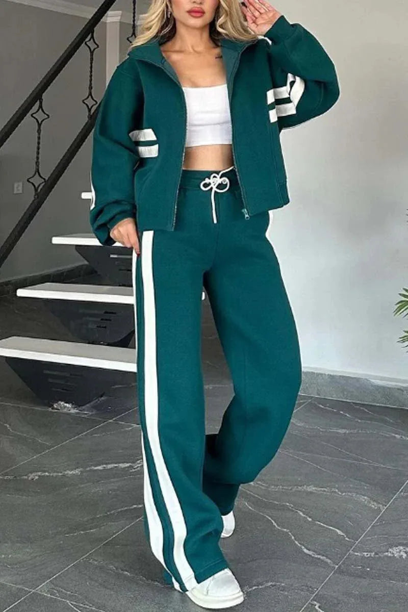 KIMLUD, Women Two Piece Set Pants Sets Striped Jacket Matching Sets Y2k Tops Tracksuit Autumn Spring Long Pant Casual Outfit Suits 2025, KIMLUD Womens Clothes