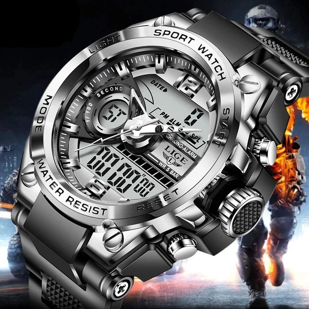 Digital Military Solid Quartz Watch — Black | KIMLUD