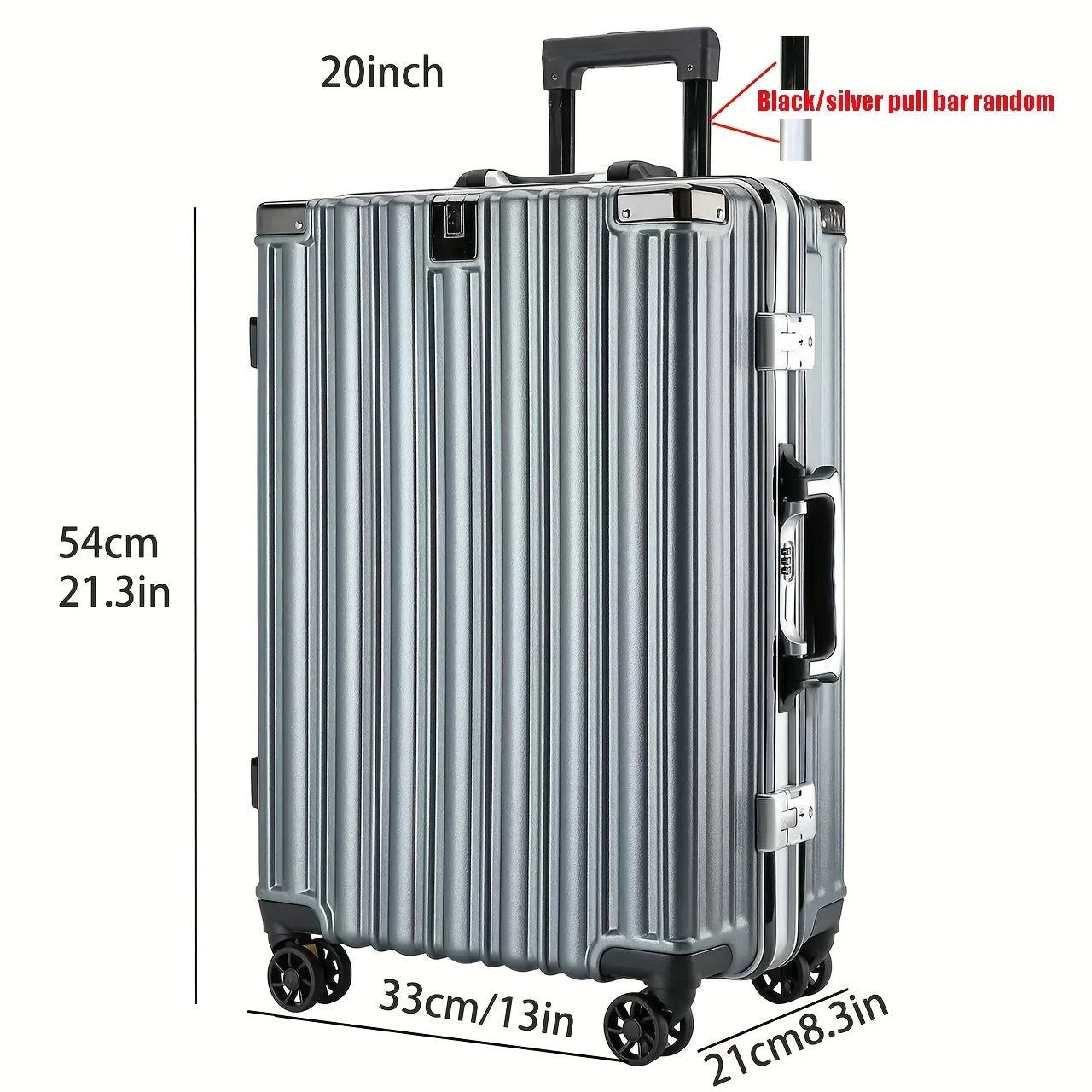 Aluminum Frame Carry-On Luggage 20in With USB Port — White | KIMLUD