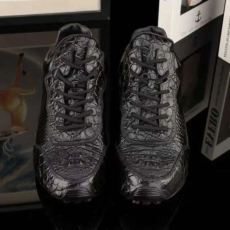 KIMLUD, 2025 new arrival Crocodile skin causal shoes men,male Genuine leather sneakers PDD620, KIMLUD Womens Clothes