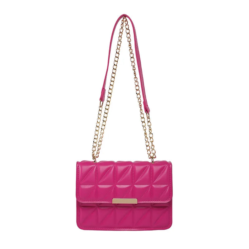 Korean Style Crossbody Bag Single Shoulder Chain — Pink | KIMLUD