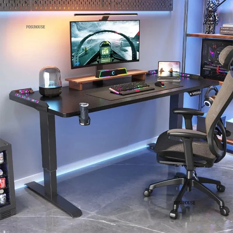 L-Shaped Desk Height-Adjustable Electric With Quiet Motor And Programming Presets — Black | KIMLUD