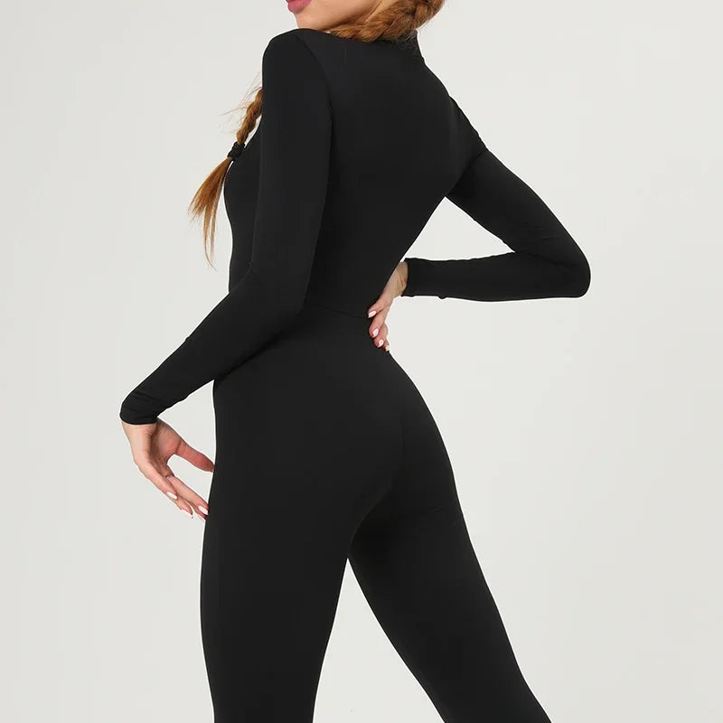 Jumpsuit – Warm Plush Winter Set – Nylon Elastane – Black | KIMLUD