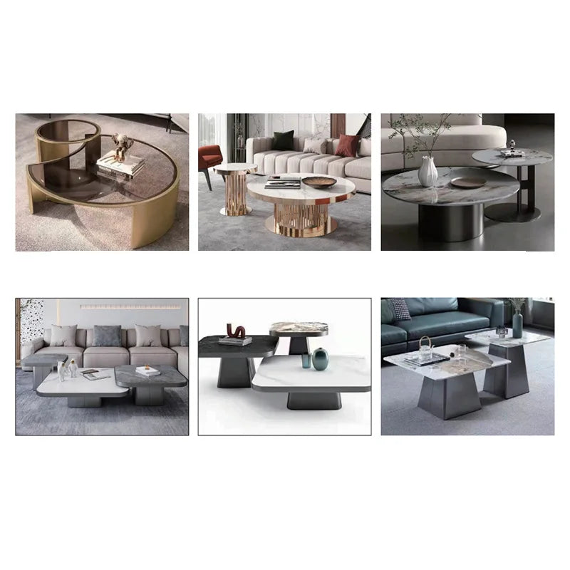 Modern Italian-Luxury Living Room Coffee Table Set With Gold Finish — Gold | KIMLUD