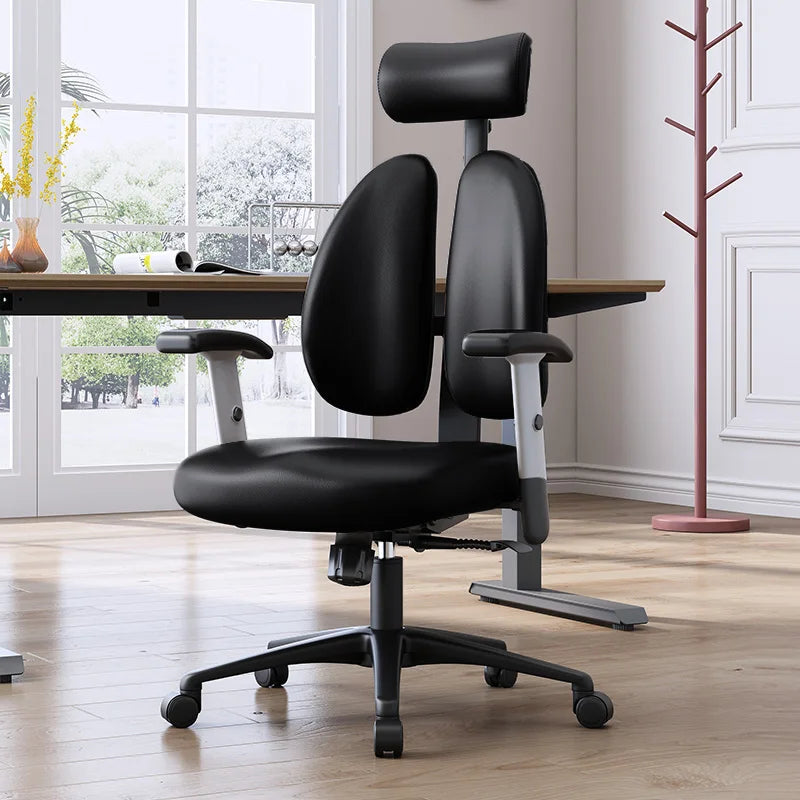 Premium Metal Office Chair With Armrests And Smooth Swivel Wheels — Black | KIMLUD