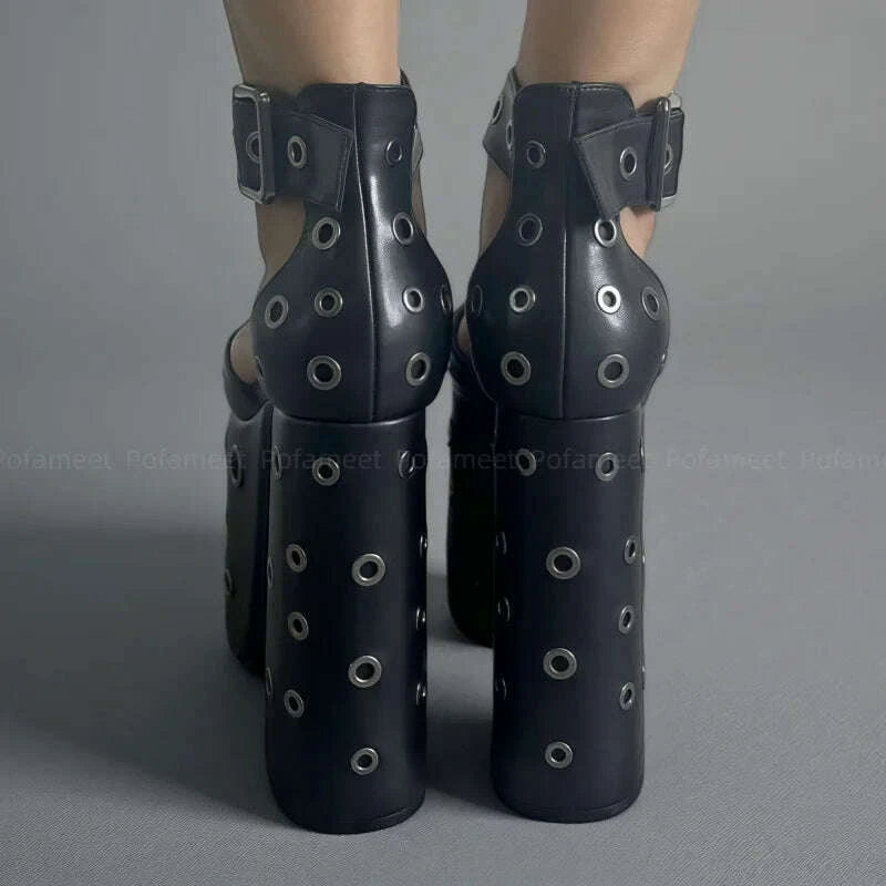 KIMLUD, Women Pumps High Heel Sandals Platform Shoes Pointed Toe Elegant Chunky Heels Ankle Buckle Black Sexy High Heels Mary Janes, KIMLUD Womens Clothes