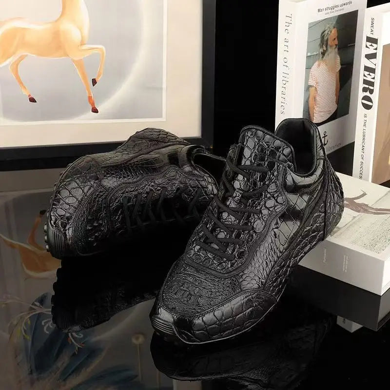 2025 new arrival Crocodile skin causal shoes men,male Genuine leather sneakers PDD620