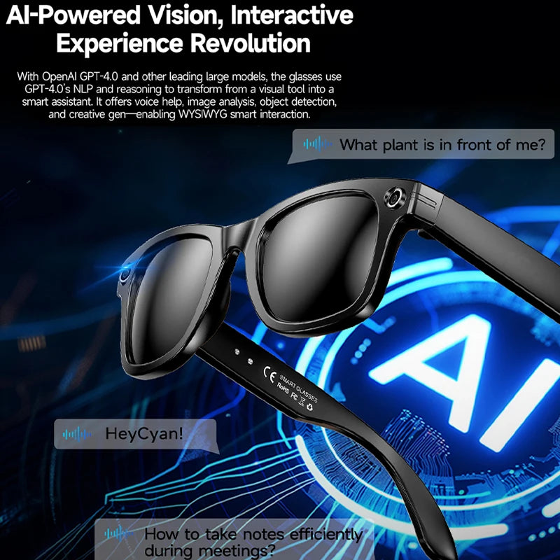 AI Smart Camera Sunglasses Men Women Video Recording Translation Sun Glasses Bluetooth Call Music Touch Eyewear Sports Shades