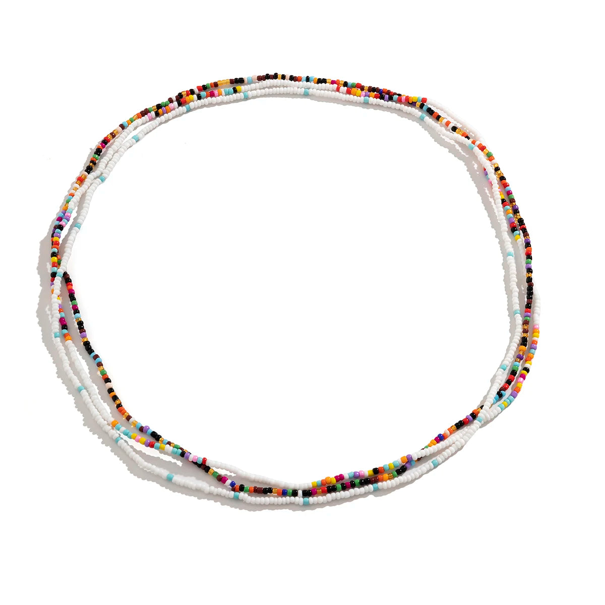 Acrylic Seed Bead Belly Chain With Bohemia Beads Three Piece Layered Design — White | KIMLUD