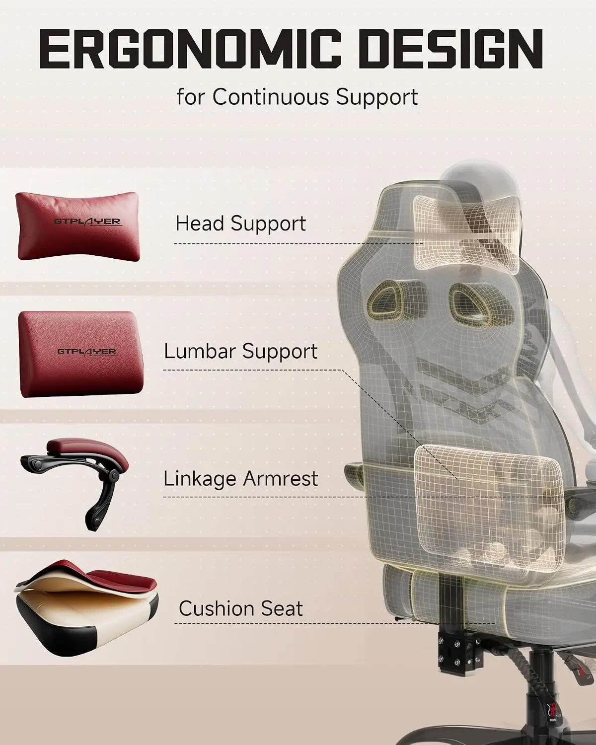 Gaming Chair – Ergonomic Design – Faux Leather – Wine Red | KIMLUD