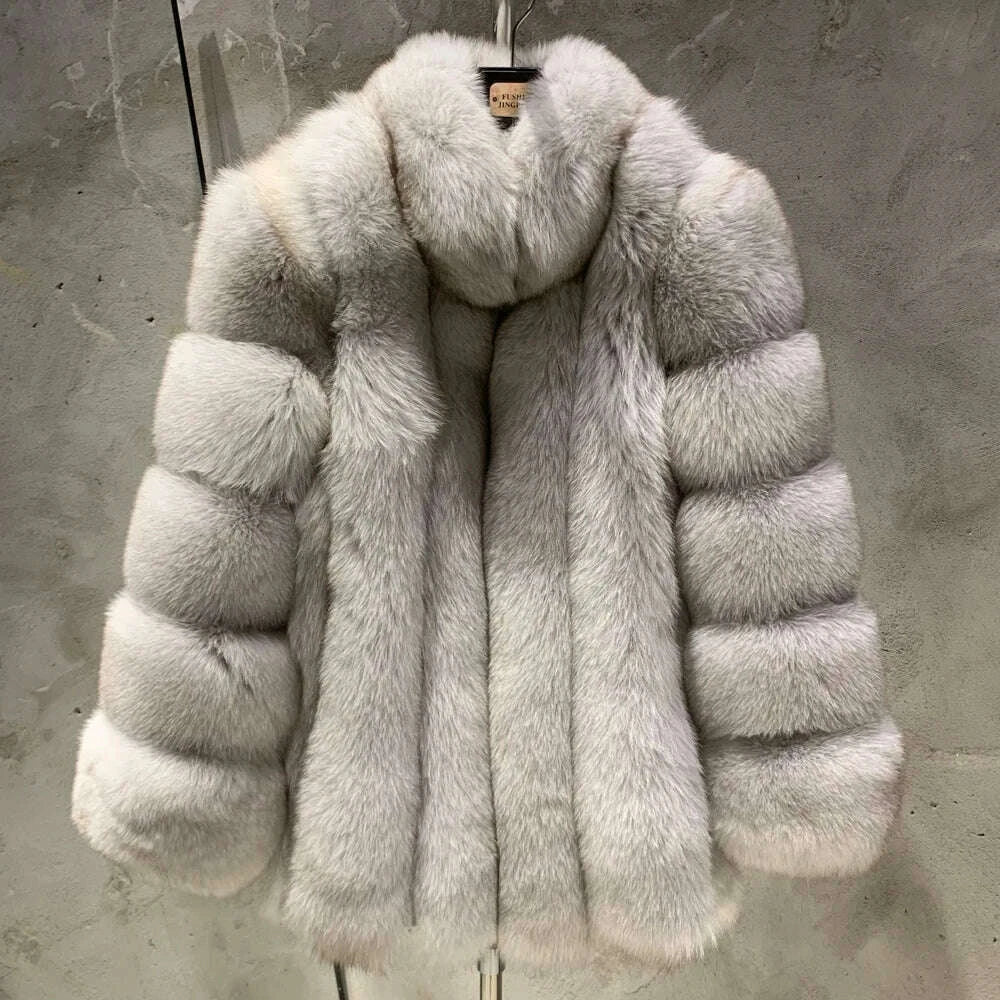 KIMLUD, Long Fox Fur Coats Wholesale Winter Female Natural Fox Fur OutWear Full Pelt Real Fox Fur Jackets with Long Sleeve 909, KIMLUD Womens Clothes