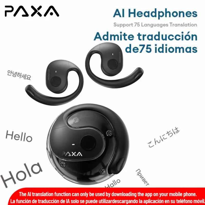 PAXA Wireless Bluetooth AI Translator Earbuds Real-Time Voice Translation Headphones 137 Languages For Travel Business Learning