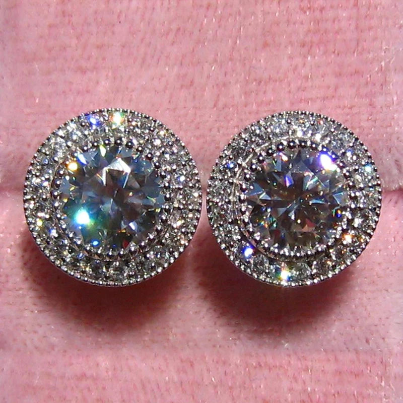 Cubic Zirconia Stud Earrings Dainty Small Round — Clear | KIMLUD