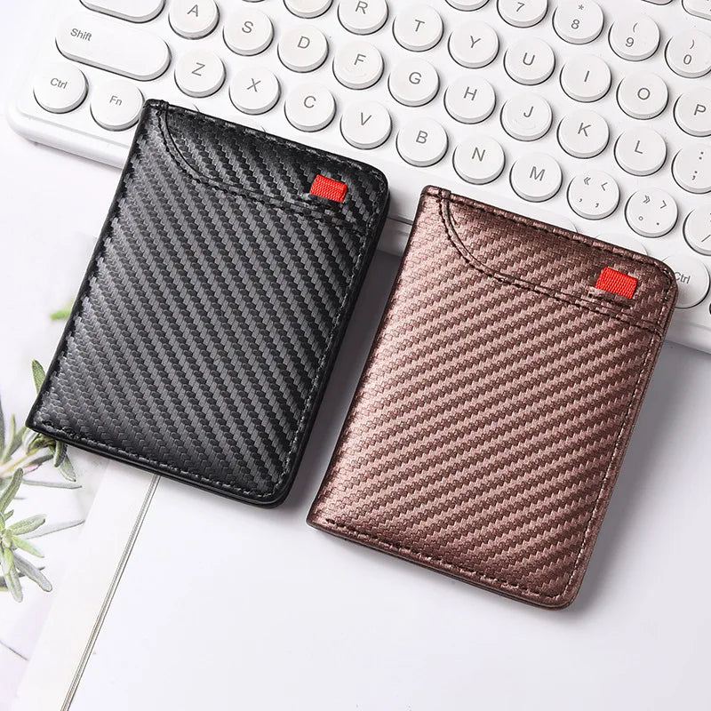 Portable Carbon Fiber Super Slim Soft Wallet PU Leather Mini Credit Card Purse Card Holder Men Wallet Thin Small Short Money Bag