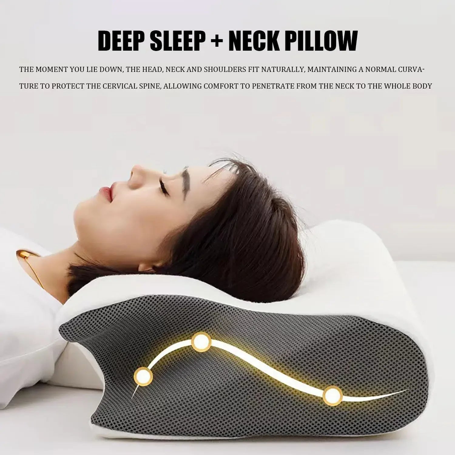 1pc Memory Foam Cervical Pillow, 2 in 1 Ergonomic Contour Orthopedic Pillow for Neck Pain, Contoured Support Pillows,Neck Pillow
