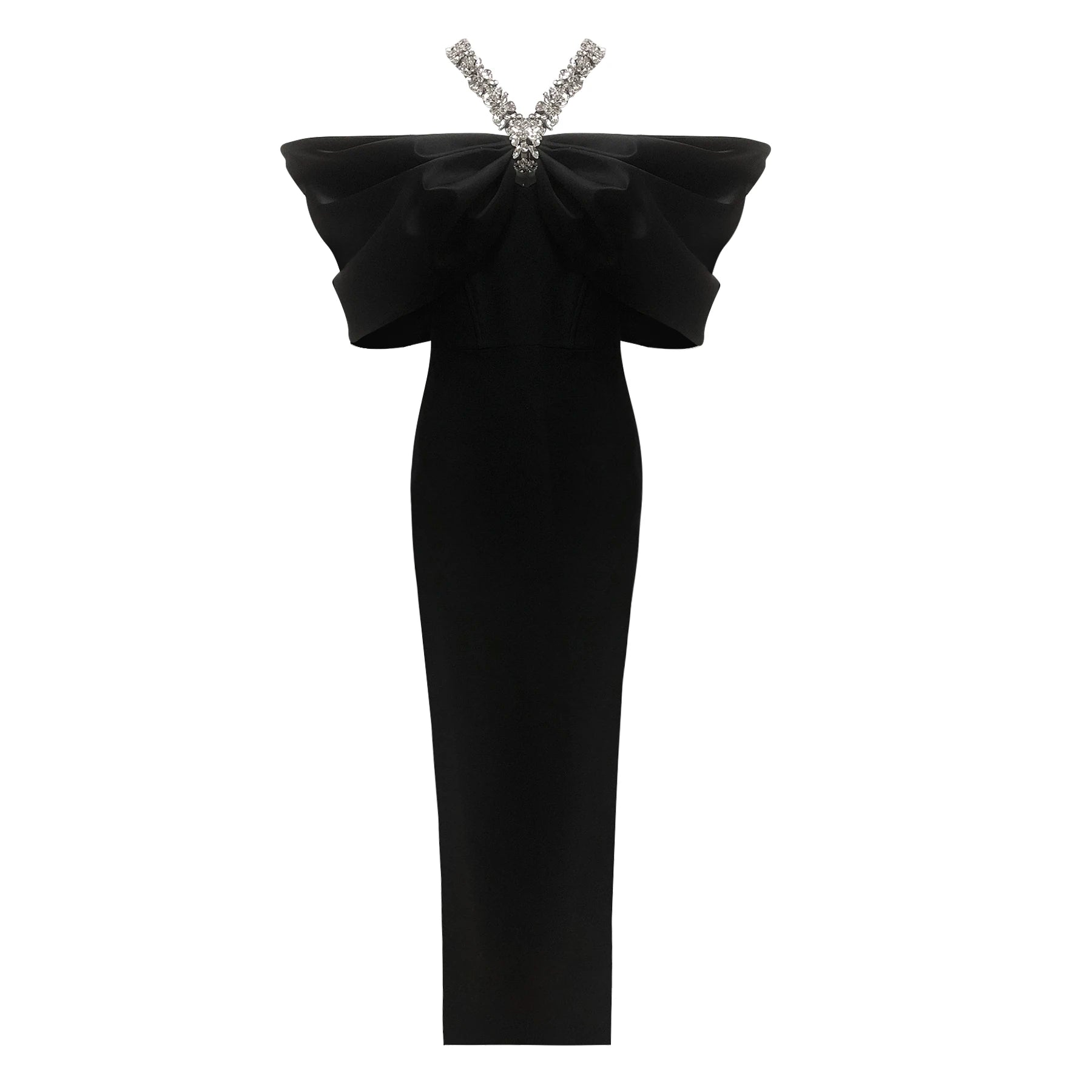 Women Sexy Off Shoulder Ruched Black Maxi Long Diamonds Celebrity Bodycon Bandage Dress 2025 Elegant Evening Club Party Dress