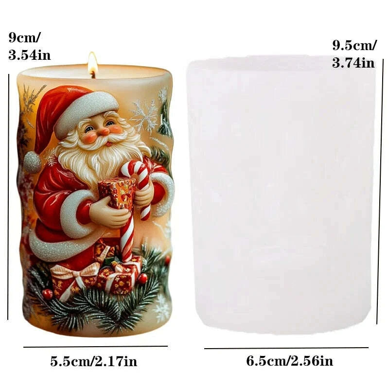KIMLUD, 2025 Christmas House Fragrance Candle Silicone Mold Santa Claus Santa Claus Knocking On Door Giving Gifts Resin Plaster Molds, KIMLUD Womens Clothes