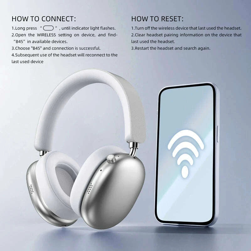 KIMLUD, NEW Wireless Bluetooth Headphones Noise Cancelling Earphones Mic Pods Over Ear Sports Gaming Headset For Apple 2025 Hot, KIMLUD Womens Clothes