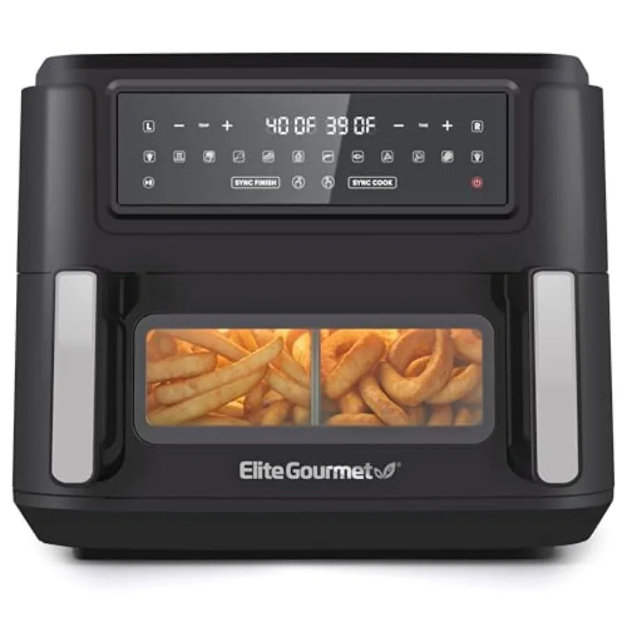 Dual Zone Air Fryer Oven 11QT Divider — Black | KIMLUD