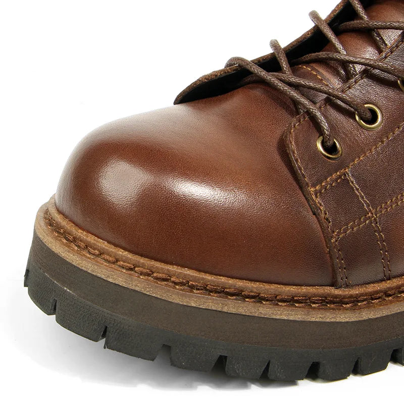 Goodyear-Welted Motorcycle Boots Rugged Heritage — Vintage Oil | KIMLUD